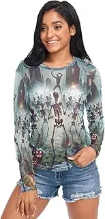 [Joisal] Red Forest Sheer Long Sleeve Women Mesh Tops S