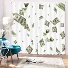 Money Was Flying In Air 3D Blockout Photo Print Curtain Fabric Curtains Window