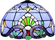 Stained Glass Lamp Shade Replacement, Only 12 Inch Tiffany Lamp Chimney, Baroque Design, Fit for Table Lamp, Pendant Light, Floor Lamp, Ceiling Fixture,Blue KeYJ