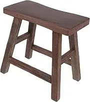 HONITANO Wooden Step Stool for Adults Rustic Design Foot Stool for Bathroom and Living Room Versatile High Wooden Stool for Shoe Changing and Daily Routines