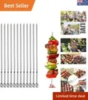 Flat Blade Stainless Steel Grilling Skewers Set - Durable and Reusable, 12 Pack