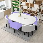 7-Piece Modern Dining Set for Home, Kitchen, Oval Conference Office Table with 6 Chairs, Office Reception Table(8)