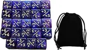 Generic 24Pcs Dices Counter Token Dice Six Sided Dice Set with Velvet Pouch Card Game Dices for Teaching Props Math Game Board Game, Violet Blue