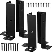 Tofficu 4pcs Heavy Duty Post Base Brackets for Decks Fences Railings Easy Installation Durable Construction Enhanced Stability Versatile Half Column Design