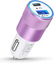 USB C Car Charger, 30W Cell Phone Automobile Charger PD C Type Dual Port Cigarette Lighter Adapter Auto Cig Block Slot Cargador Carro Ultra-Fast Charging for iPhone 16 15 14 13 12 Pro Max 11 10 8 Plus