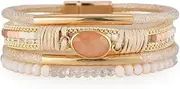 [Generic] Leather Wrap Bracelets Crystal Beads Bracelet Boho Cuff Stone Charm Bracelets with Clasp Costume Jewelry for Women