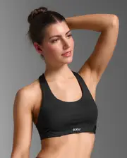 Aero Mesh Medium Impact Bra, 2XU, M, Black/Silver Reflective, Female