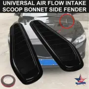 Sport Glossy Black Air Flow Vent Bonnet Car Front Hood Scoop Cover Trim Decor
