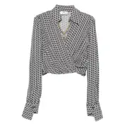 [Elisabetta Franchi] Elisabetta Franchi Geometric-print Wrap Top 40 IT BLACK/WHITE