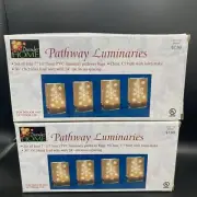 Set of 8 Lighted Gold Snowflake Luminaries Pathway Markers Outdoor Christmas NEW