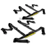X2 TWO 2" NYLON STRAP 4 POINT SHOULDER BUCKLE HARNESS BAR BLACK RACING SEAT BELT