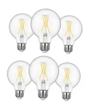 6 Pack G25 Globe Light Bulbs, Dimmable Vintage LED Edison Bulbs, CRI90+ 5W