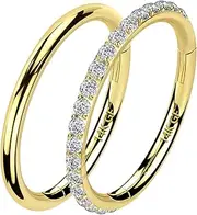 ALACLO 2pcs 14k Gold Filled Septum Rings, Nose Rings Hoop 16G/18G Helix Rook Daith Tragus Conch Piercing Jewelry Cartilage Earrings for Women