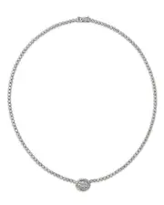 Bloomingdale's Fine Collection Diamond Round & Baguette Halo Tennis Necklace in 14K White Gold, 4.50 ct. t. w.