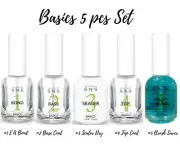 SNS Basics 5pcs Set-E A Bond,Base Coat,Sealer Dry,Top Coat,Brush Saver 0.5 each