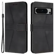 For Google Pixel 8 Pro Leather Case Triangle Imprinted Solid Color Phone Cover
