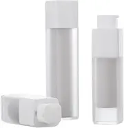 GSHLLO 2 Pcs Frosted Plastic Airless Pump Dispensers Refillable Foundation Bottles Empty Cream Lotion Bottles Square Essence Dispensers 30ML