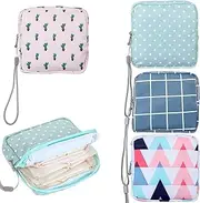 4Pcs Portable Period Pad Pouch Sanitary Napkin Storage Bag, Reusable Menstrual Pad Zipper Bag Mini Tampon Holder First Period Kit for Teen Girls School