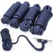4Pack 1/2” X 15’ Dock Lines Marine-Grade Double-Braided Nylon Dock Line with 12”