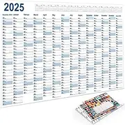 Year Planner 2025 XXL – Wall Calendar 90 x 60 cm Folded in DIN A4 Format – Clear Yearly Calendar with Extra Large Daily Boxes for Optimal Planning – Calendar