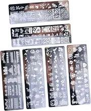 Baluue Manicure Templates Set 6pcs Steel Nail Stamps Diverse Beautiful Patterns