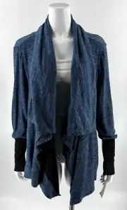 One World Reversible Open Front Draped Cardigan Sweater Womens Plus 3X Blue NEW