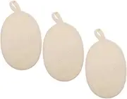 FRCOLOR 3pcs Loofah Bath Towels for Exfoliating Natural Gourd Back Scrubber for Shower Soft and Bathing Supplies for Body Care Beige