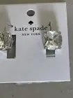 KATE SPADE NEW YORK SILVER TONE CUSHION CUT LEVER BACK DROP EARRINGS IN CLEAR 1”