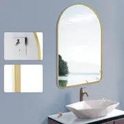 60x90cm Gold Arched Wall Mirrors Aluminium Frame Makeup Mirror Vanity Home Decor
