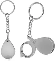 HOUDERCO 2pcs Mini Keychain Magnifier Portable Handheld Magnifying Glass for Reading Jewelry Appreciation and More Magnification Lens for Detail Viewing