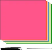 7Pcs Multicolour Heat Transfer Vinyl Sheet, 30.4x25.4cm Glow in The Dark Puff Vinyl, Iron on Vinyl Bundle, Transfer Plotter Film with Tweezers Blackhead Remover, Backed HTV Vinyl for DIY T-Shirts Hat