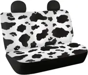 Cow Print Car Rear Seat Covers White & Black Auto Back Seat Protector Decoration