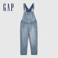 在飛比找蝦皮商城優惠-Gap 女裝 高腰直筒牛仔吊帶褲-淺藍色(841749)