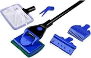 5 in 1 Aquarium Cleaning Tools Aquarium Tank Clean Set Fish Net Gravel Rake Algae Scraper Fork Sponge Brush Glass Cleaner