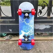 17 Inches Skateboard Maple Double Rock Skate Board Patin Skates Skateboarding Cartoon Sticker Griptape Longboard (Color : White Deer)