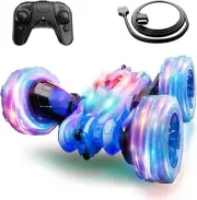 Remote Control Car-4WD RC Rechargeable with Light, Double-Sided 360° Rotating
