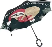 Double Layer Inverted Umbrella Cars Reverse Umbrella Christmas Baby Sloth Winter Windproof UV Proof Travel Outdoor Umbrella