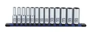 13Piece 3/8" Drive Chrome Socket Rail 12Pt Metric Deep