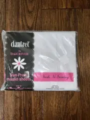 Vintage Dan River Dantrel Standard Double Fitted Sheet White, Muslin, NEW