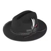 Open Road Hat Fedora Hat Pure Wool Felt Hat 7 1/8-7 1/4 Distressed-black