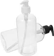 Homoyoyo 2Pcs Press Pump Lotion Bottle Refillable Empty Dispenser with Interchangeable Pump Heads for Liquid Soap Shampoo Lotion Elegant Shoulder Design