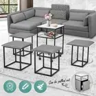 Space Saving Mobile Table Padded Chair Set of 5 Side End Hideaway Multifunction