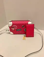 Michael Kors Jeanie Small EW Trunk Crossbody Bag + Card Case Wallet-Dragonfruit