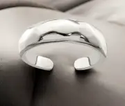 925 Sterling Silver Faceted Solid Polished Domed Toe Ring - Adjustable Toe