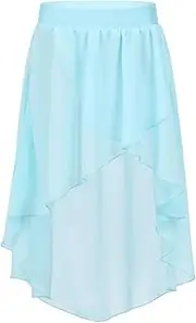 [Jhaoyu] Girls Ballet Dance Chiffon Irregular Skirt Flared Pleated Skater Skirts Elastic Waist Ballerina Skirt Dancewear