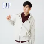 GAP 男裝 LOGO印花柔軟連帽外套 碳素軟磨法式圈織系列-灰白色(735933)