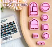 Keoker Polymer Clay Cutters Bookshelf Book Clay Cutter For Jewelry 8 Piece White