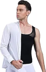 [WUJNANG] Men's Chest Compression Shirt to Hide Underwear,Black-1X