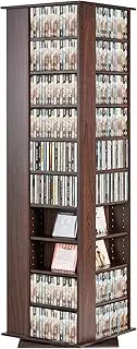 VEVOR Espresso Rotating Media Tower, 10-Adjustable Shelf, Wood & Iron, 164.5cm, Brown, Home Organization, Media, Memorabilia