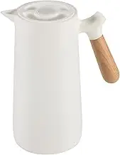 Aswalling 1L Glass Liner Vacuum Flask Hot Water Jug Home Office Insulation Leakproof Hot Water Pot for Coffee Tea Thermal,White